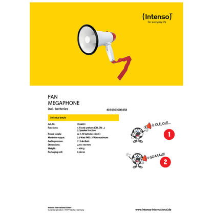 (Intenso) Megafon, navijački, 5 W, 115 dB - 9504001