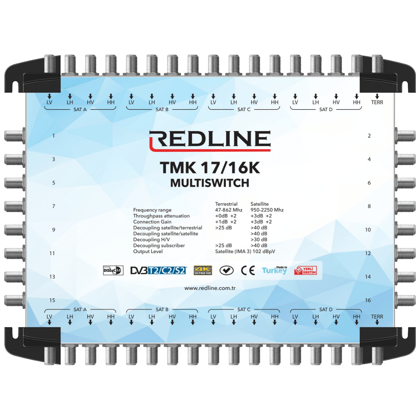 REDLINE Multišalter 4 satelita na 16 utičnica,kaskadni(bez adaptera) - TMK 17/16K