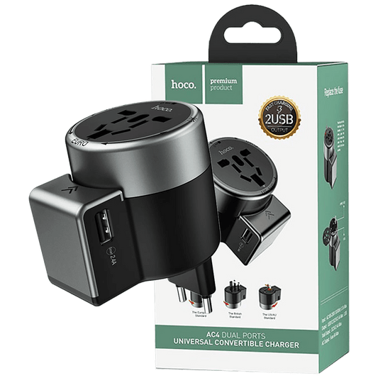 hoco. Punjač Travel, univerzalni, EU/UK/US/AU, 2 x USB,2.5 A - AC4 Dual port rotating charging