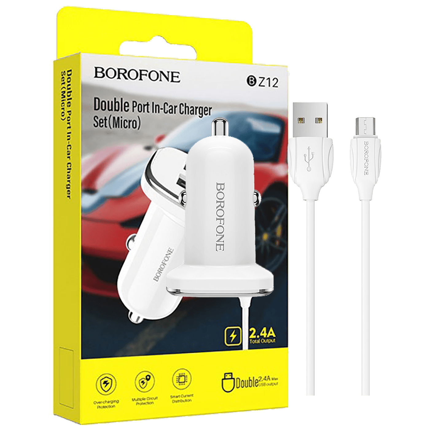 Borofone Auto punjač sa micro USB kabelom, 2 x USB, 5 V/2.4 A - BZ12 Lasting power set