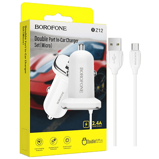Borofone Auto punjač sa micro USB kabelom, 2 x USB, 5 V/2.4 A - BZ12 Lasting power set