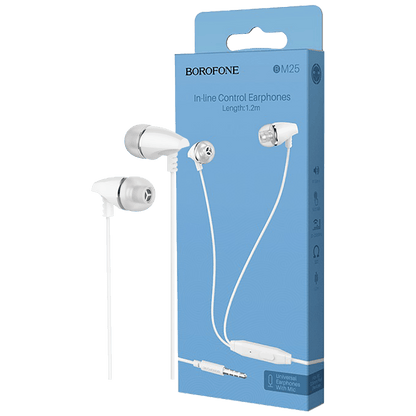 Borofone Slušalice sa mikrofonom, 3.5 mm,dužina kabela 1.2 met,bijela - BM25 Sound edge