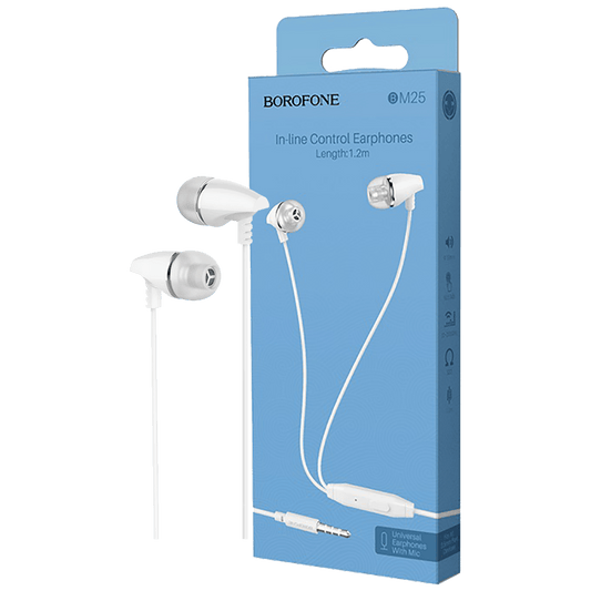 Borofone Slušalice sa mikrofonom, 3.5 mm,dužina kabela 1.2 met,bijela - BM25 Sound edge