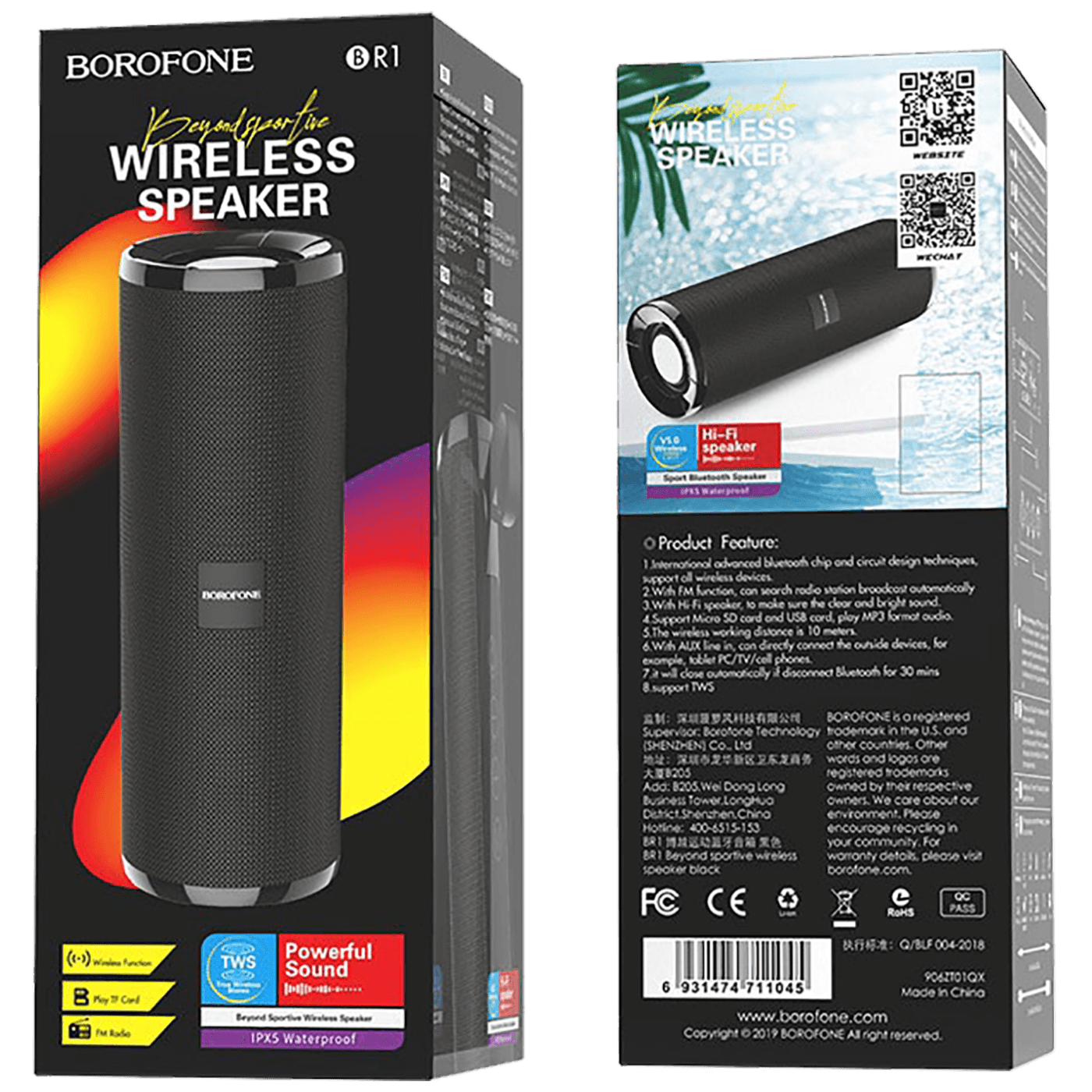 Borofone Zvučnik bežični, Bluetooth, 1200 mAh, 3 h, crna - BR1 Beyond Black
