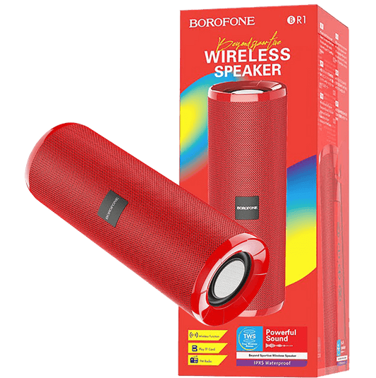 Borofone Zvučnik bežični, Bluetooth, 1200 mAh, 3 h, crvena - BR1 Beyond Red