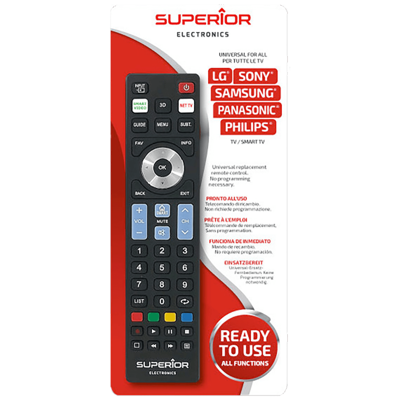 Superior Daljinski upravljač za LG/Sam./Sony/Phi./Pan.smart TV  - RC Ready5