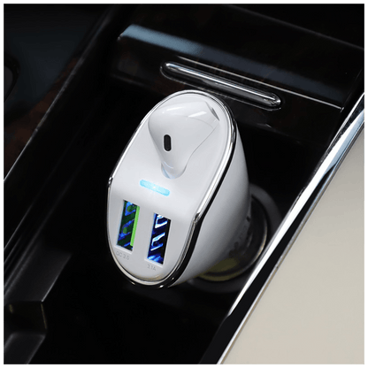 hoco. Auto punjač sa bežičnom slušalicom, QC,2 x USB, 3.1 A,bijela - E47 Traveller White