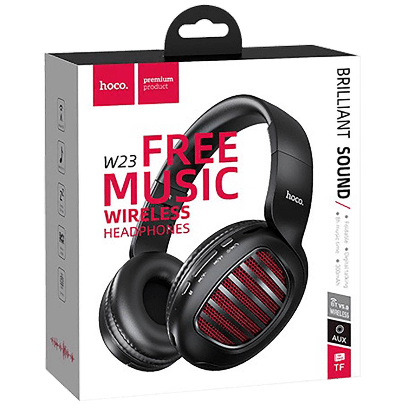 hoco. Slušalice bežične / žične, Bluetooth, mikrofon, 8h rada - W23 Brilliant Black