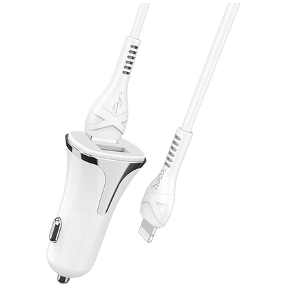 hoco. Auto punjač sa Lightning kabelom, QC, 2 x USB,  3.1 A - Z31 Universe double port, Lightning