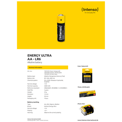 (Intenso) Baterija alkalna, AA LR6/24, 1,5 V, blister 24 kom