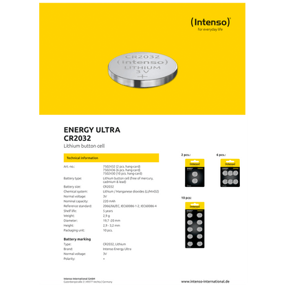 (Intenso) Baterija litijska, CR2032/10, 3 V, dugmasta, blister  10 kom