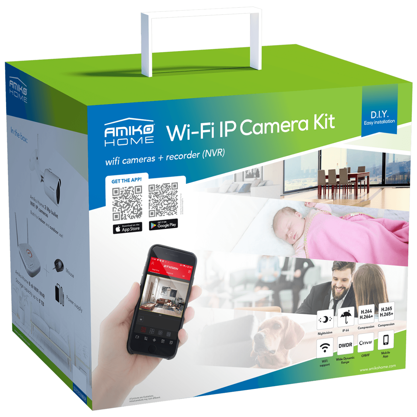Amiko Home Set za video nadzor, 9ch, 4 x kamera, 2.0 Mpixel, WiFi - CCTV KIT 4800