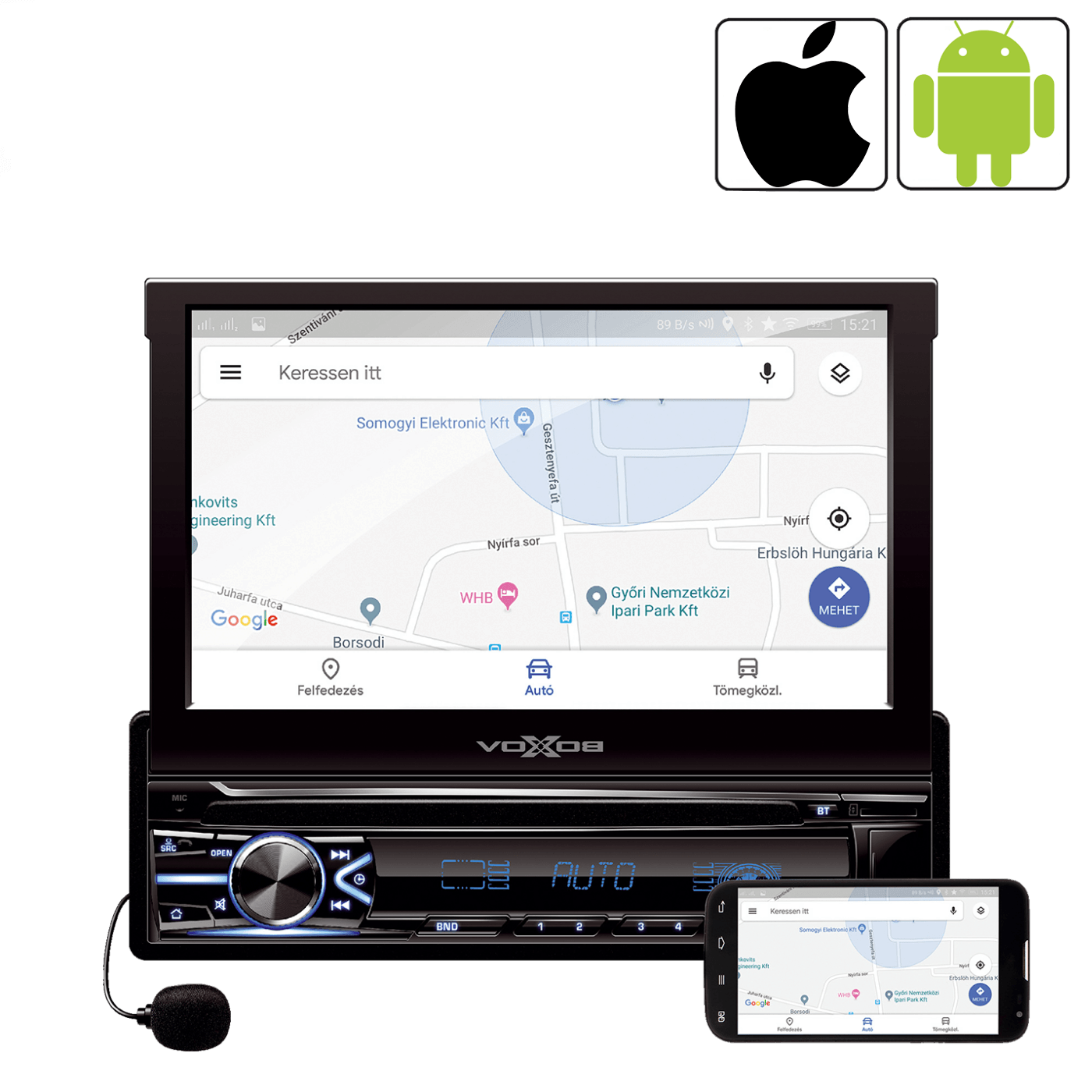 SAL Auto radio, 4 x 50W, 7.0"LCD Display, BT, Handfree - VB X800i