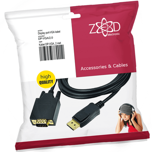 ZED electronic Kabl display port na vga, dužina 2.0 m - DP-VGA/2.0