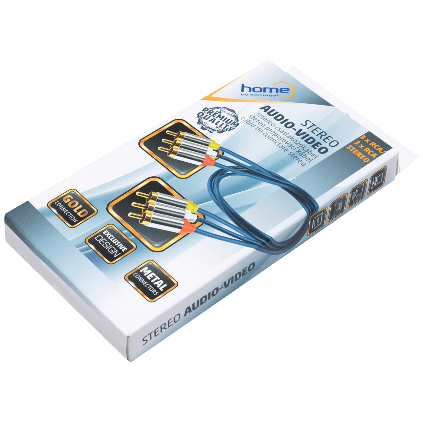 home RCA stereo kabl,3xRCA muški, 3xRCA muški,premium kv., 1.0m - A 4-1M