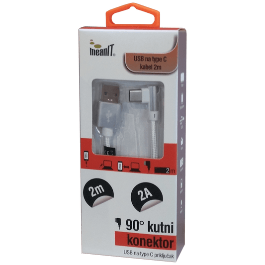 MeanIT USB kabl za smartphone USB type C, kutni 90°, 2 A - Kabel USB type C, 90°