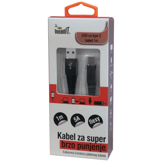 MeanIT USB kabl za smartphone USB type C, 5 A - Kabel USB za brzo punjenje