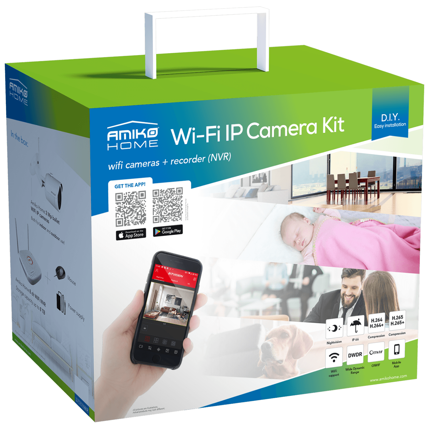 Amiko Home Set za video nadzor, 2 Mpixel, 4 x bullet cam., 9 ch, WiFi - WIFI KIT-4900