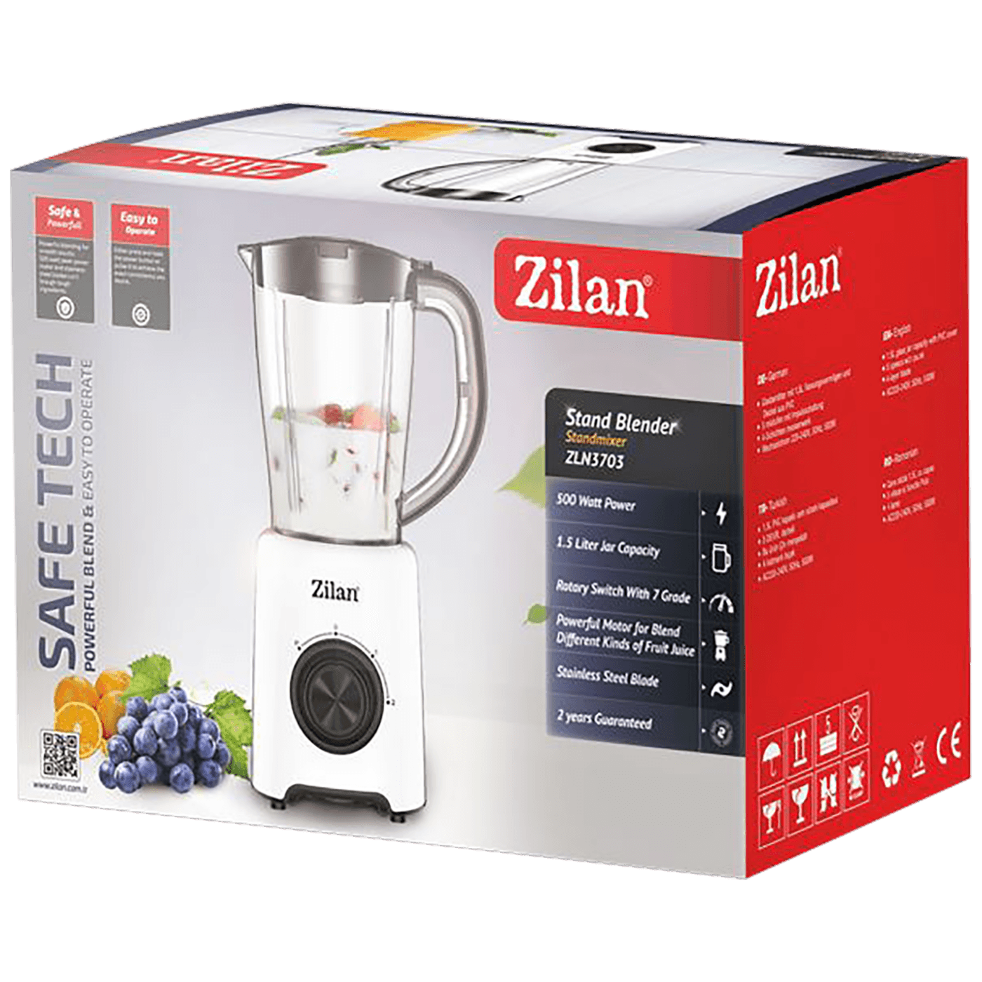 Zilan Blender zapremina 1.5 lit., 500 W, 2 brzina + pulse - ZLN3703