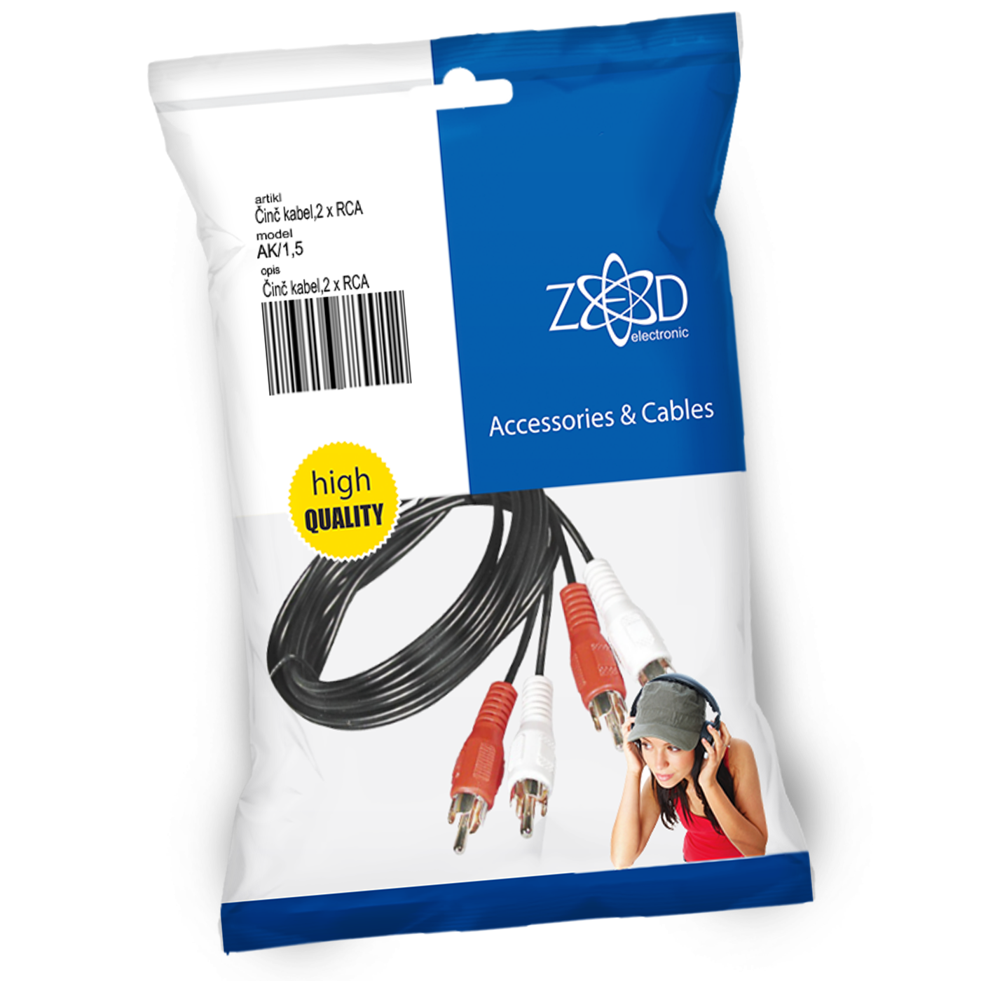 ZED electronic Činč kabl 1.5 met., 2 x RCA - AK/1,5