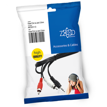 ZED electronic Činč na Jack 3.5mm kabl, dužina 1.5 met. - AK32C/1,5