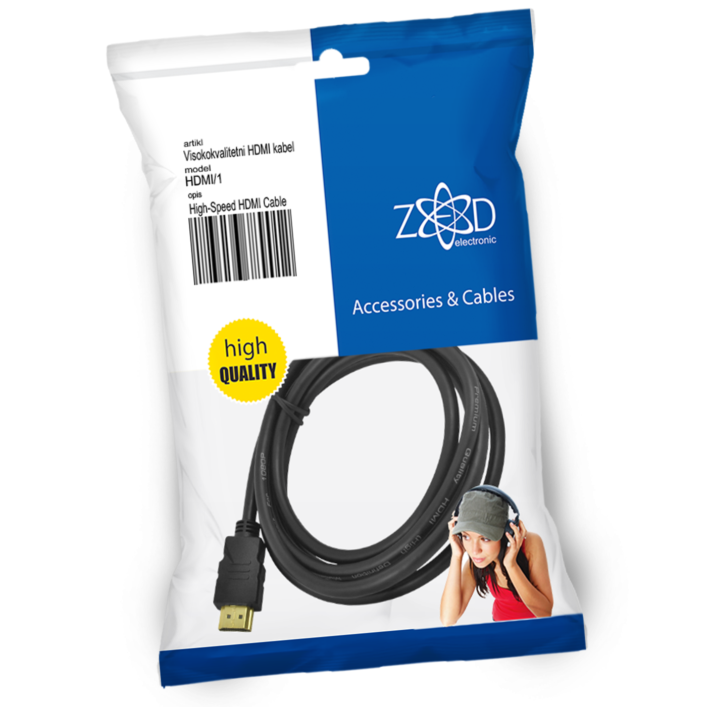 ZED electronic HDMI kabl, 1.0 met, ver. 1.4 - HDMI/1
