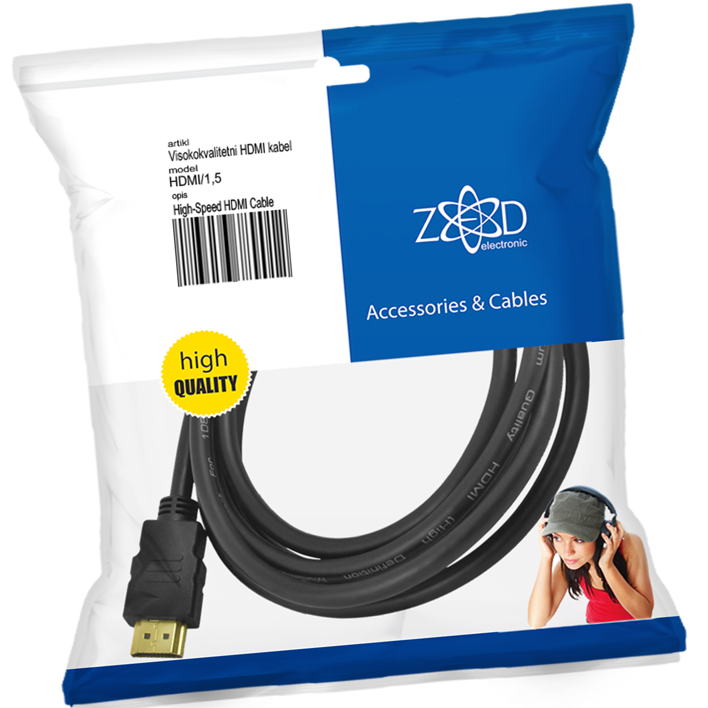 ZED electronic HDMI kabl, 1.5 met, ver. 1.4 - HDMI/1,5