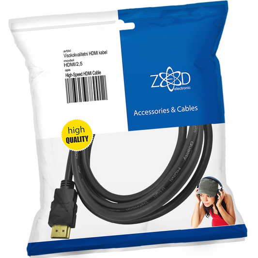 ZED electronic HDMI kabl, 2.5 met, ver. 1.4 - HDMI/2,5