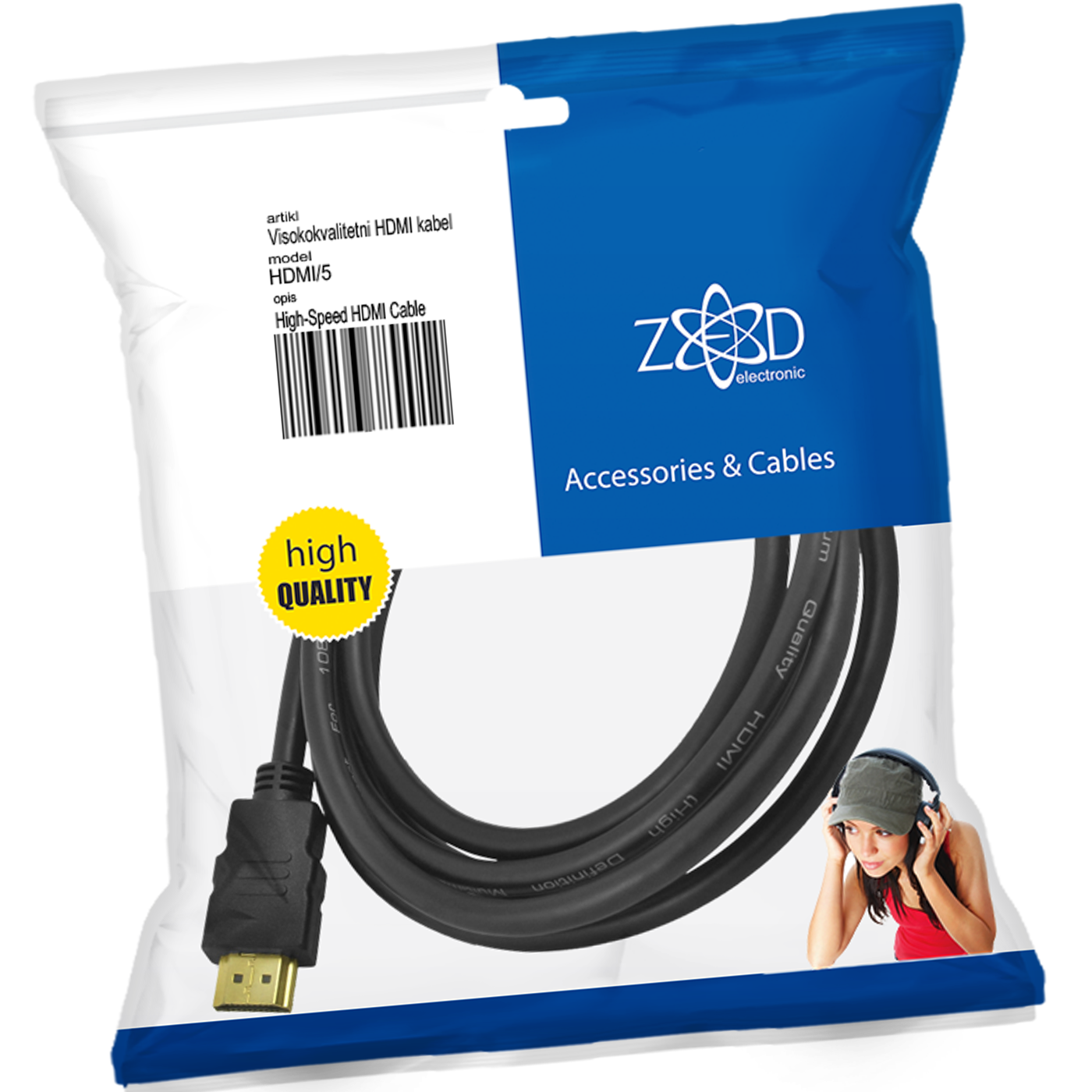 ZED electronic HDMI kabl, 5.0 met, ver. 1.4 - HDMI/5