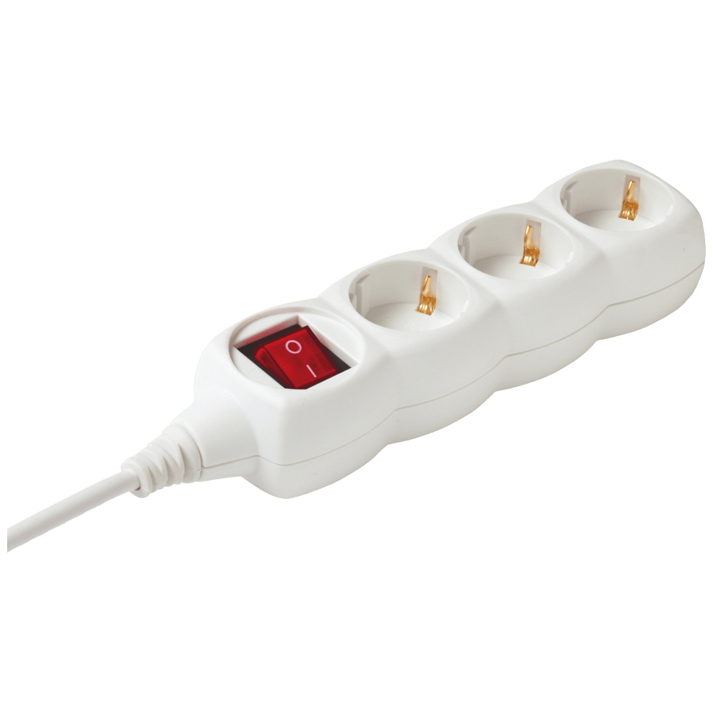 home Produžni kabl,3 utičnice, prekidač, 1.0mm², 1,5 met, bijeli - NV 3K/WH