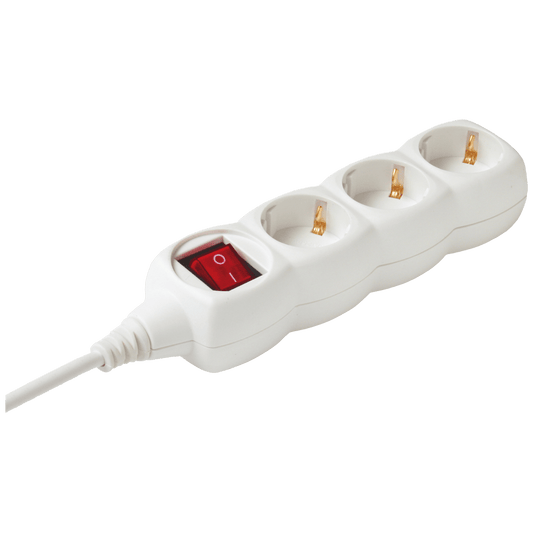 home Produžni kabl, 3 utičnice, prekidač, 1.5mm², 5 met, bijeli - NV 3K-5/WH/1,5