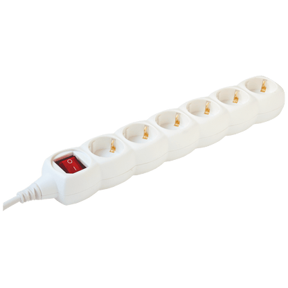 home Produžni kabl, 6 utičnice, prekidač, 1.5mm², 3 met, bijeli - NV 6K-3/WH/1,5