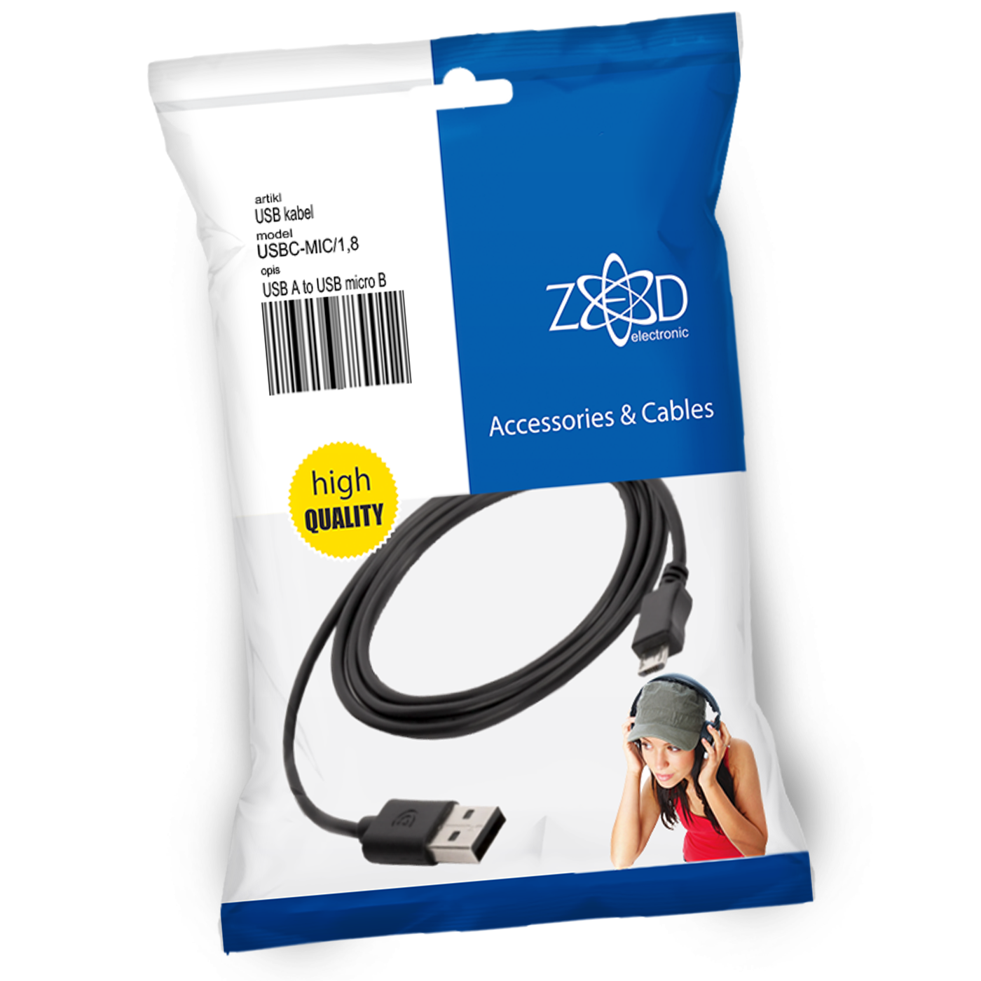 ZED electronic USB A na USB micro kabl, dužina 1.8 metara - USBC-MIC/1,8