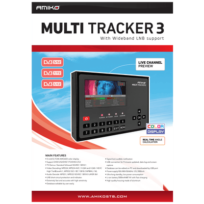 Amiko Mjerni instrument, DVB-S/S2/DVB-T/T2/DVB-C/C2,  AMOLED ekran - MULTITRACKER 3