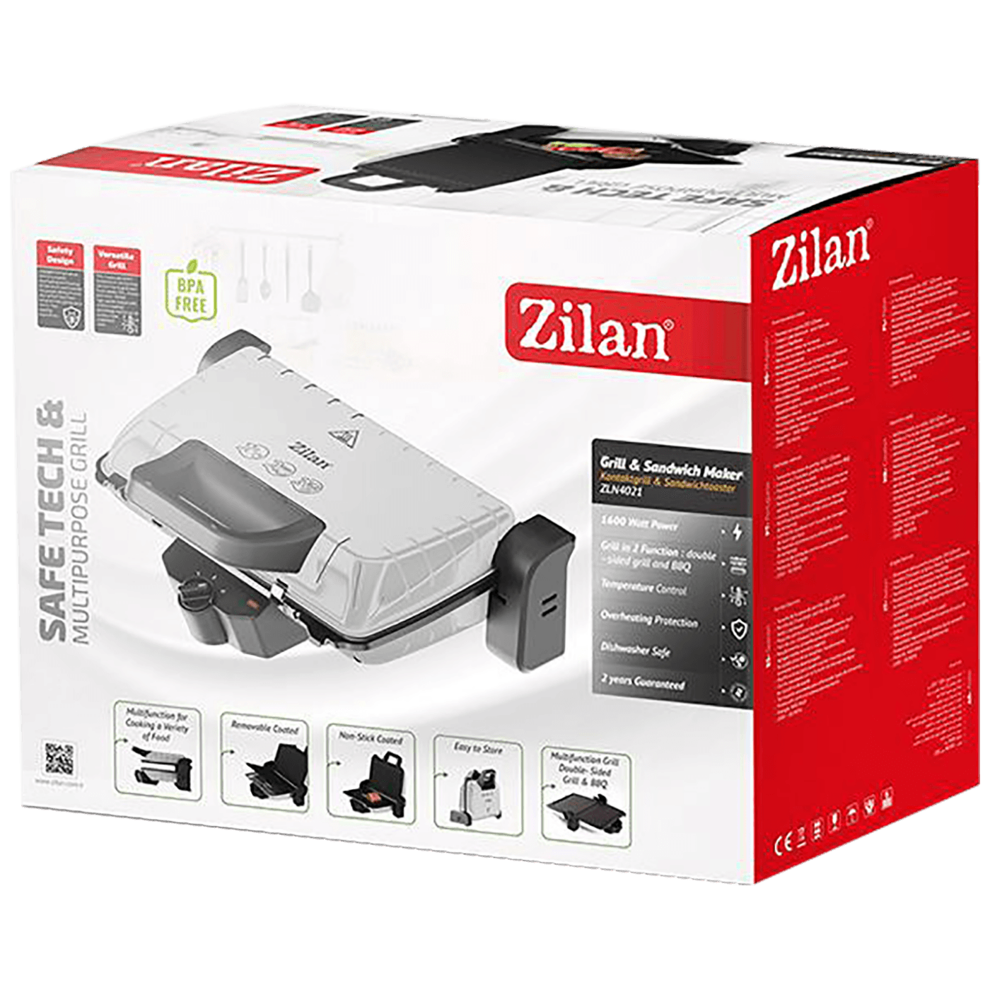 Zilan Grill kontaktni, 2u1, 1600 W, siva - ZLN4021 GY