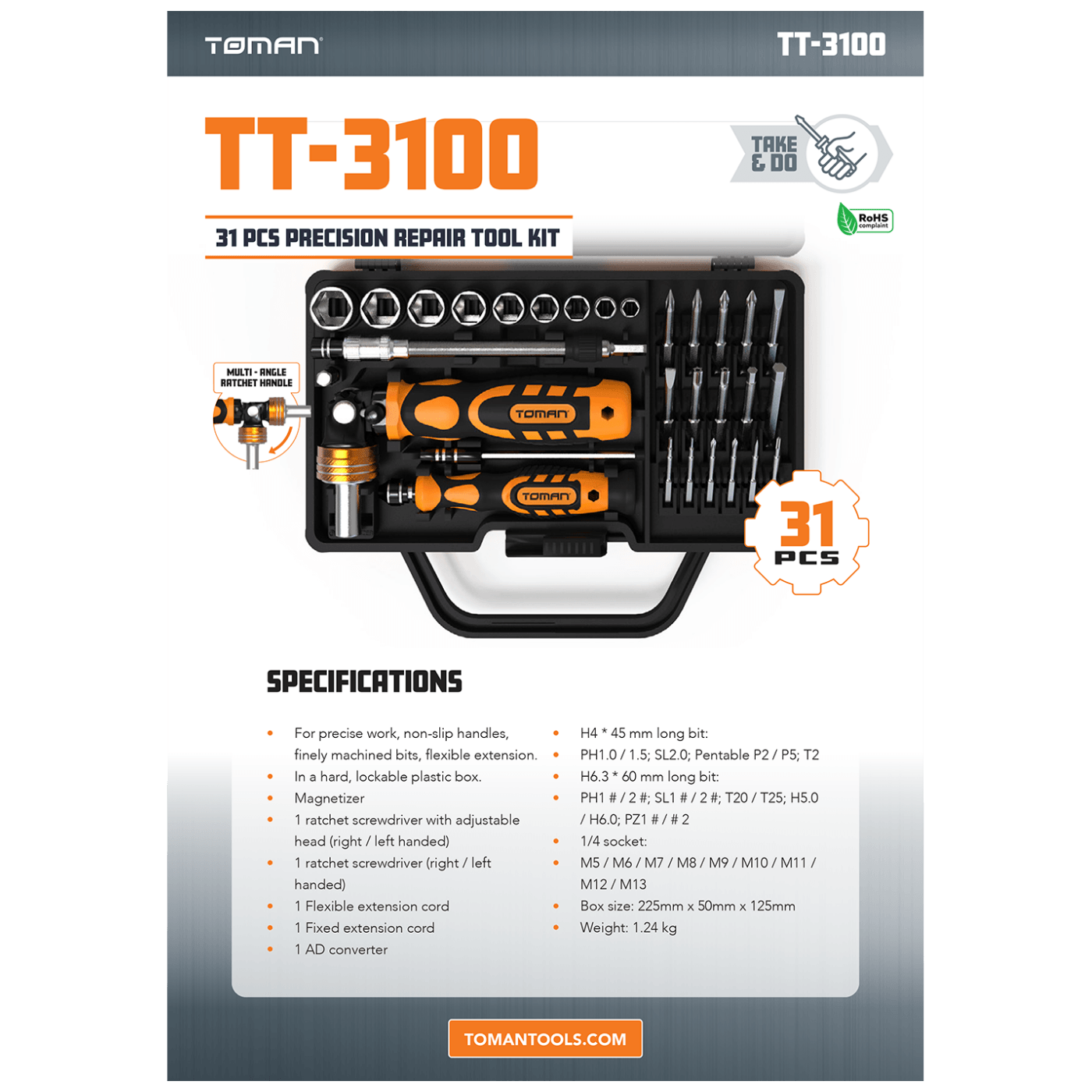 Toman Set alata, za precizne popravke,  31 kom - TT-3100