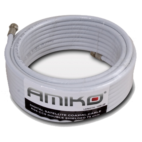 Amiko Koaksijalni kabl RG-6, CCS, 90dB, 20 met. Sa konektorima - RG6/90dB - 20m