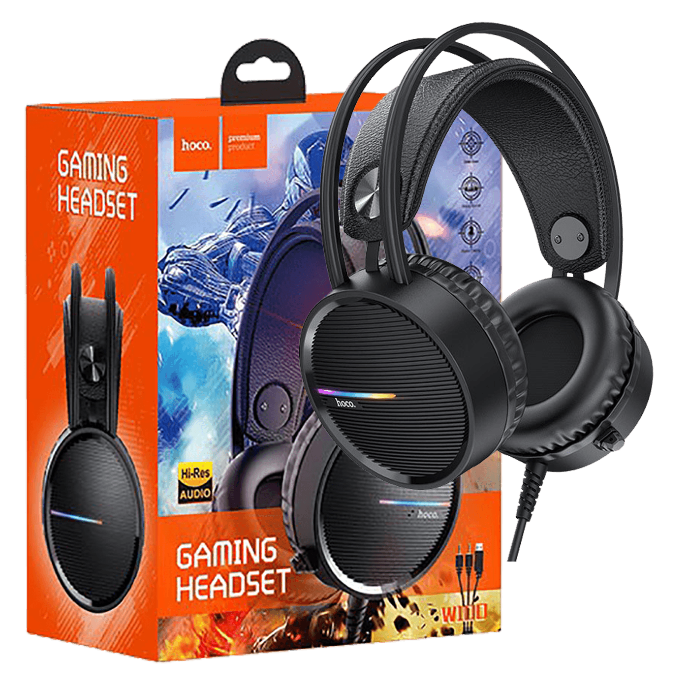 hoco. Slušalice sa mikrofonom, gaming, dužina kabela 2.4 met, crna - W100 Touring