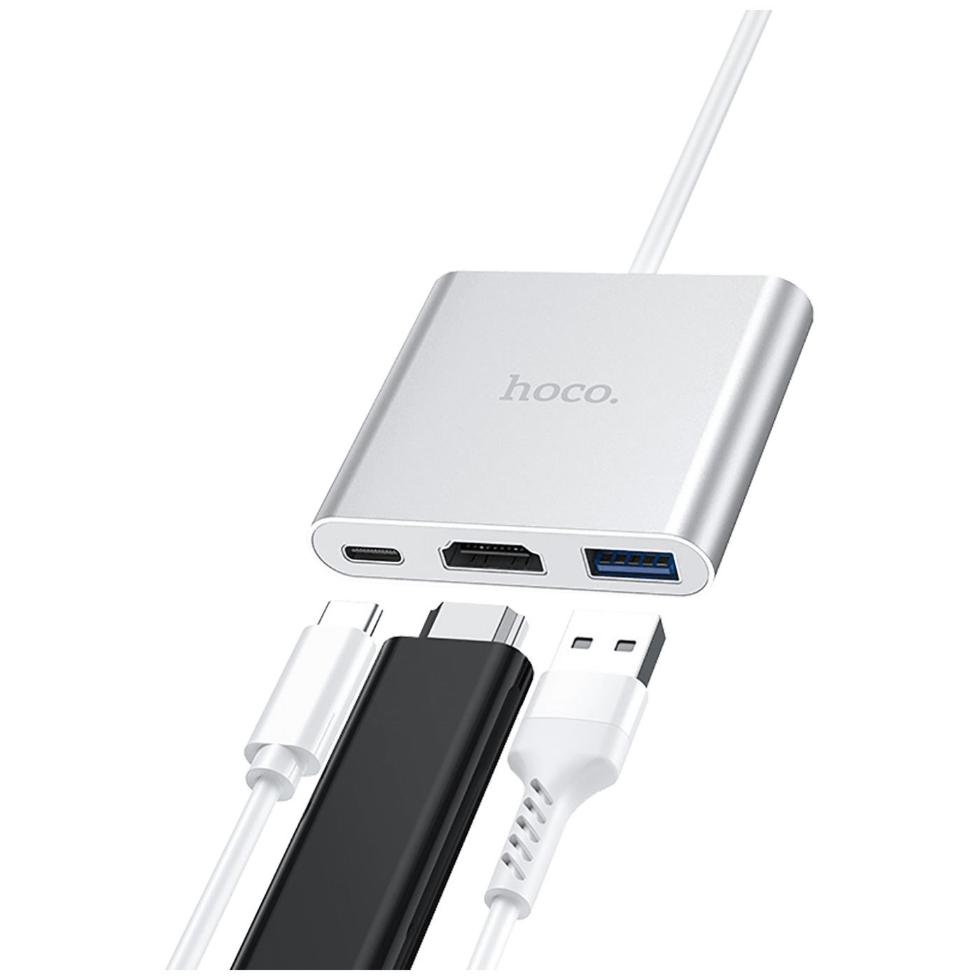 hoco. Konverter USB HUB type C to USB3.0/HDMI/PD - HB14 Easy use