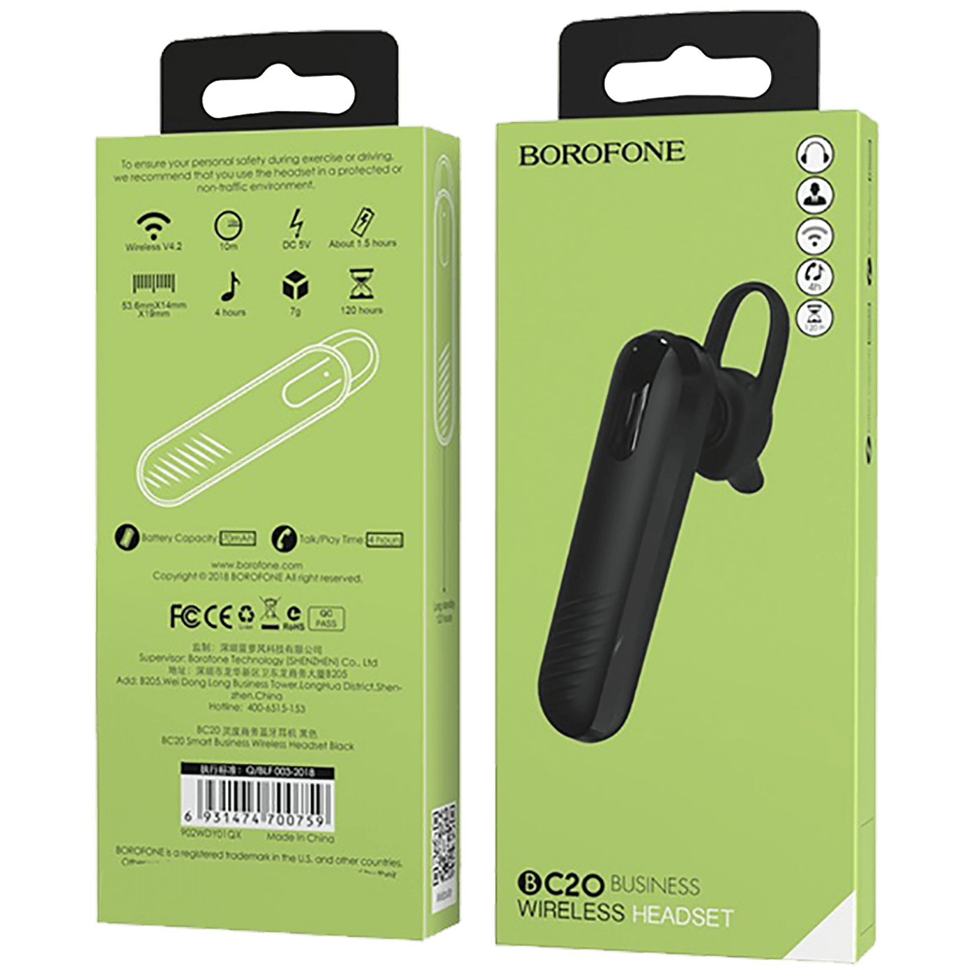 Borofone Slušalica bežične sa mikrofonom, Bluetooth, 70 mA, 4 h - BC20 Smart Black