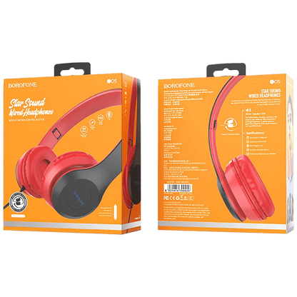 Borofone Slušalice sa mikrofonom, 3.5 mm, dužina kabela 1.2 met. - BO5 Star sound Red