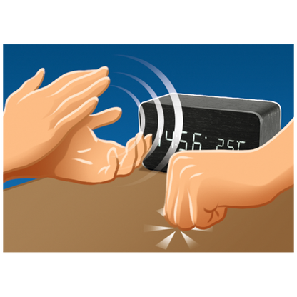 home Sat sa alarmom i termometrom, drveno kućište - OC 07