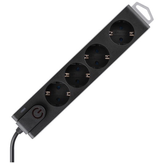 home Produžni kabl sa zaštitom, 4 utičnica, 1.0 mm², 1.5 met - NVT 4K/BK