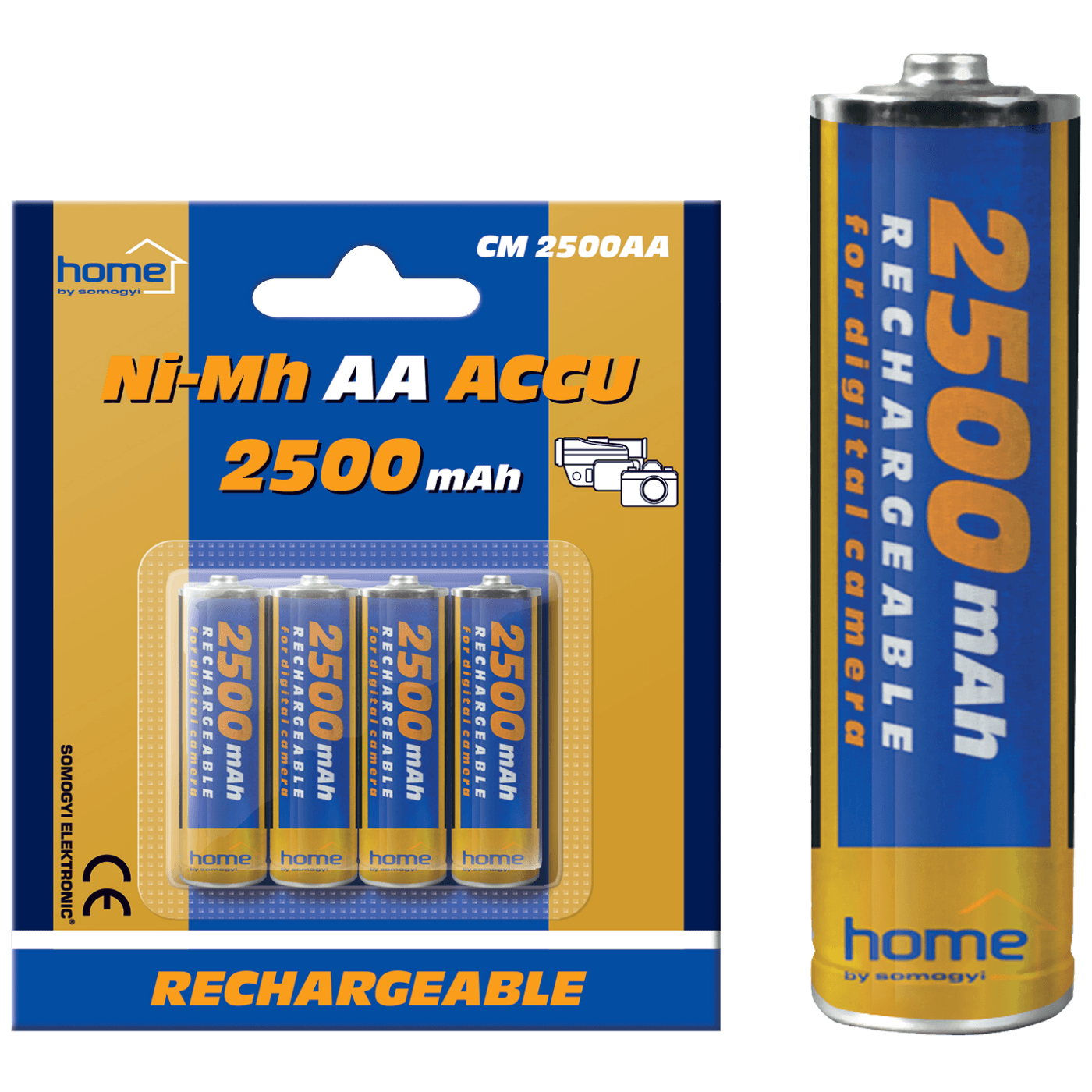 home Baterija punjiva AA, 2500mAh, blister 4 kom - CM 2500AA