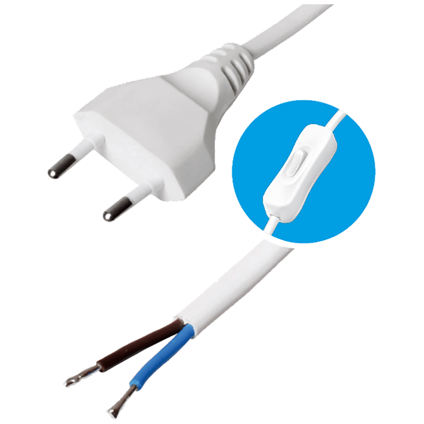 USE Kabl napojni sa prekidačem, 2 x 0.75mm², 2 met. - N 2K-2/WH