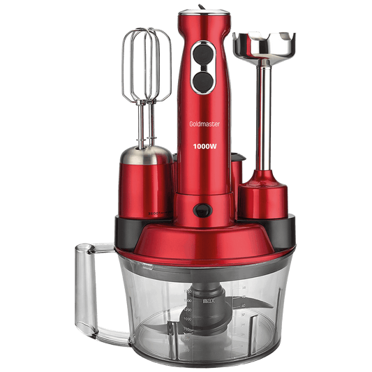 Goldmaster Štapni mikser sa posudom, 5u1, 1000 W, Multipraktik - GM-7239VK Elena Max Dark Red