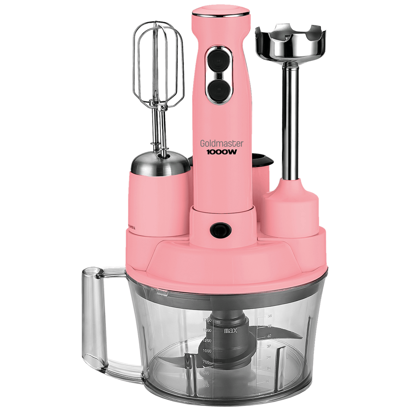 Goldmaster Štapni mikser sa posudom, 5u1, 1000 W, Multipraktik - GM-7239P Elena Max Pink