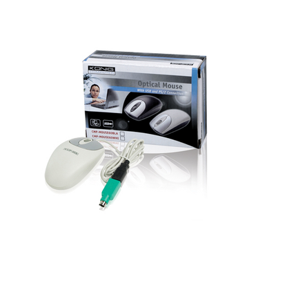 Konig Miš optički, 1000dpi, USB i PS/2, boja bijela - CMP-MOUSE 60WHI