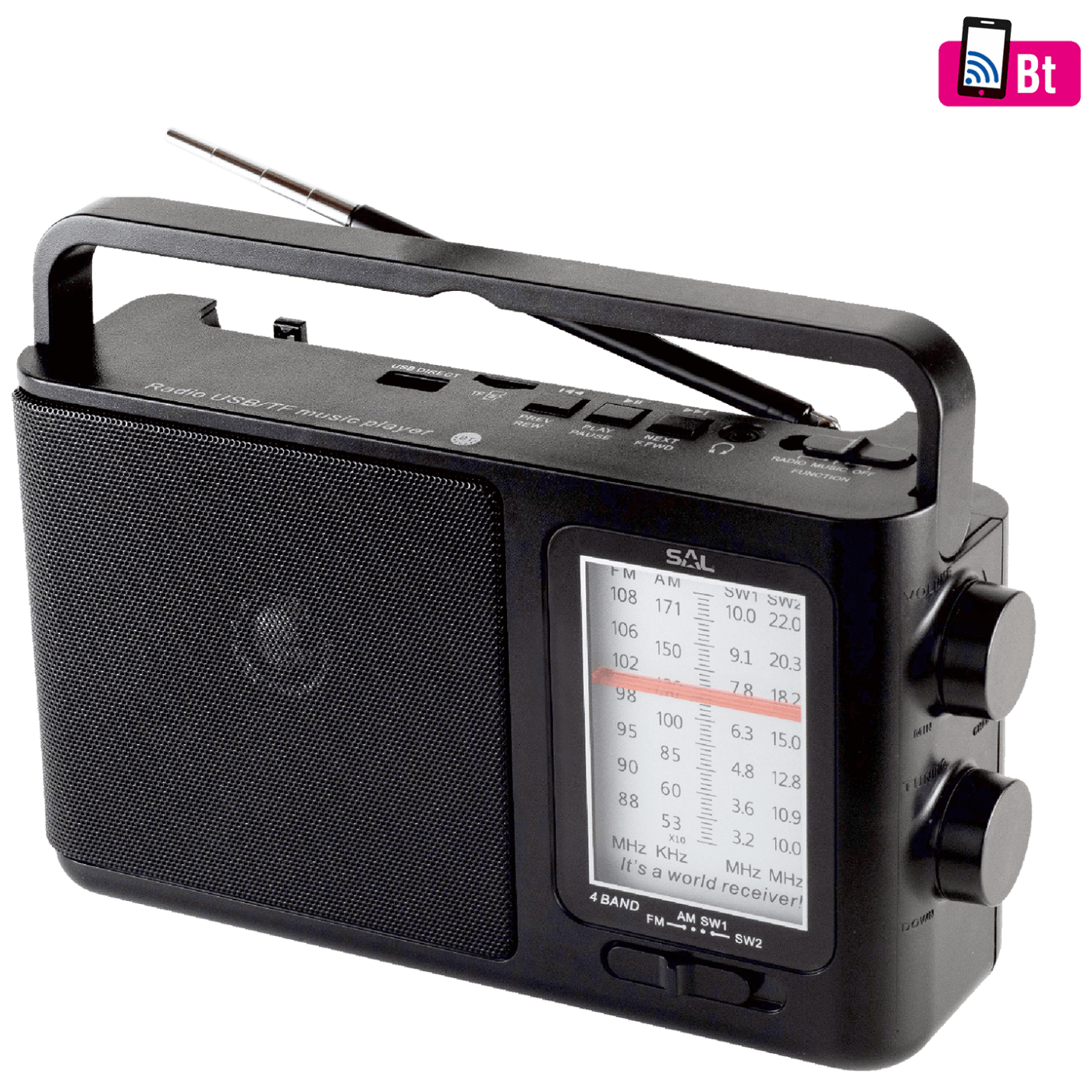 SAL Radio prijemnik + Bluetooth, 4u1, AM-FM-SW1-SW2 band - RPR 7B