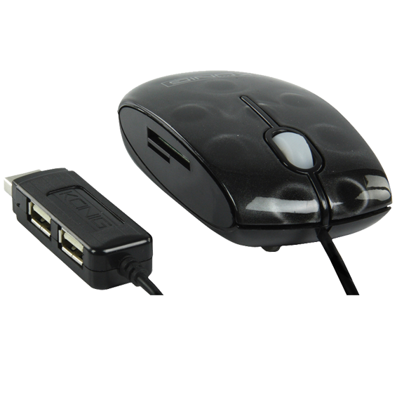 Konig Optički miš 800dpi + 2 x USB HUB i čitačem kartica - CMP-MOUSE HUB10